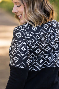 Natalie Pullover - Black Geometric