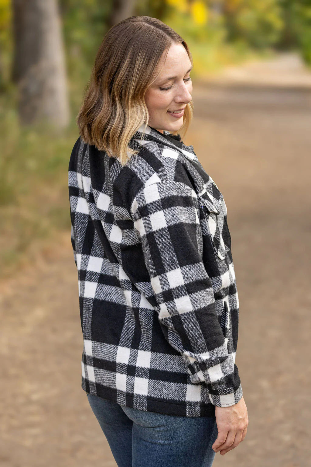 Norah Plaid Shacket - Classic Black and White