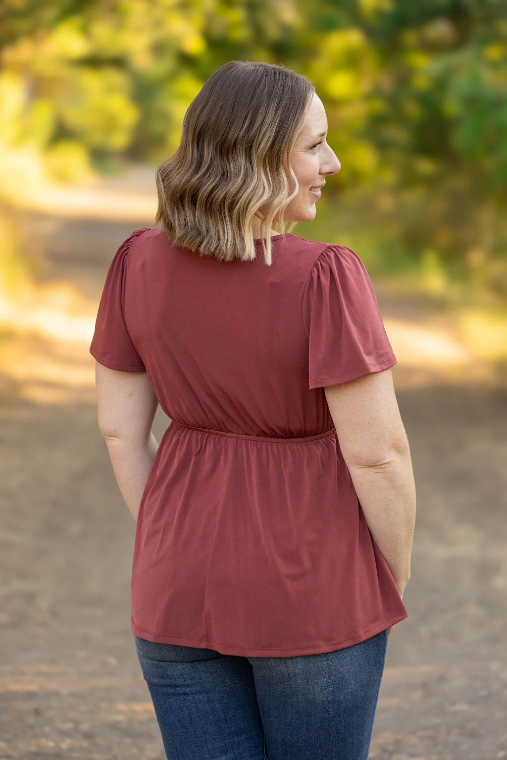 Emery Ruffle Top - Marsala