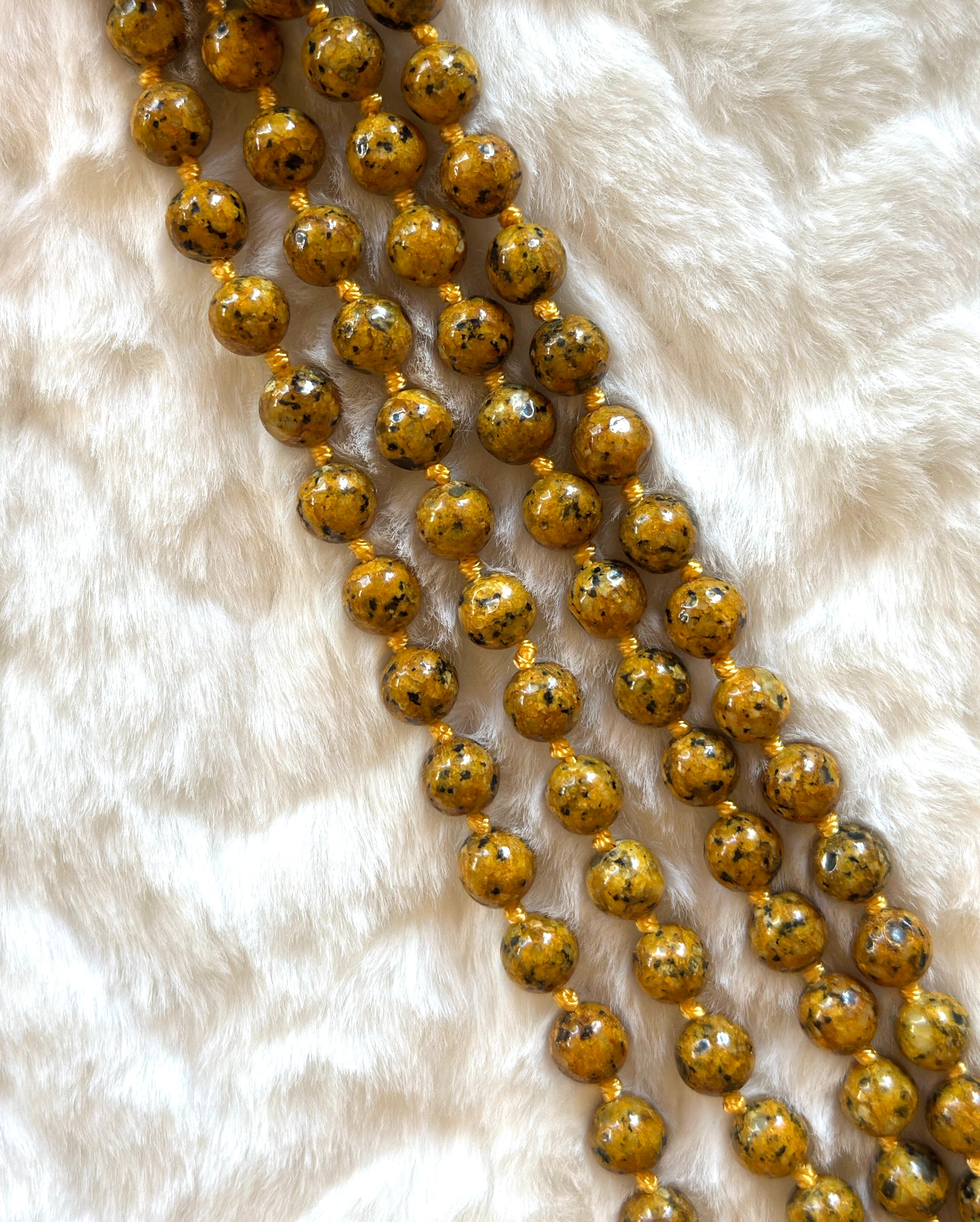 Natural Stone Beaded Necklace - Yellow Jade