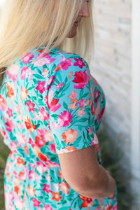 Tinley Dress - Aqua and Pink Floral - FINAL SALE