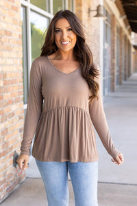 Long Sleeve Sarah Ruffle - Mocha | Women's Top