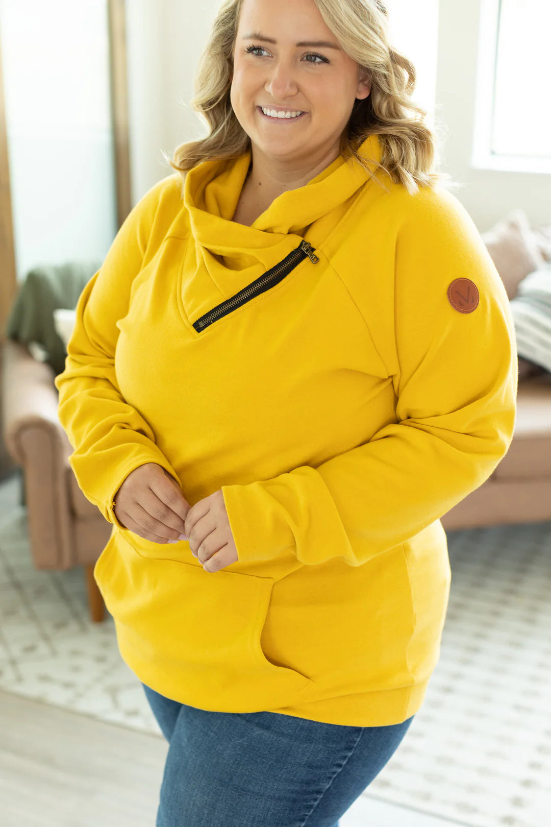 Classic Zoey ZipCowl Sweatshirt - Mustard