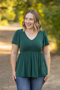 Emery Ruffle Top - Hunter Green