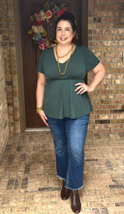 Emery Ruffle Top - Hunter Green