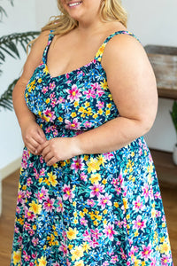 Cassidy Midi Dress - Navy and Yellow Floral - FINAL SALE