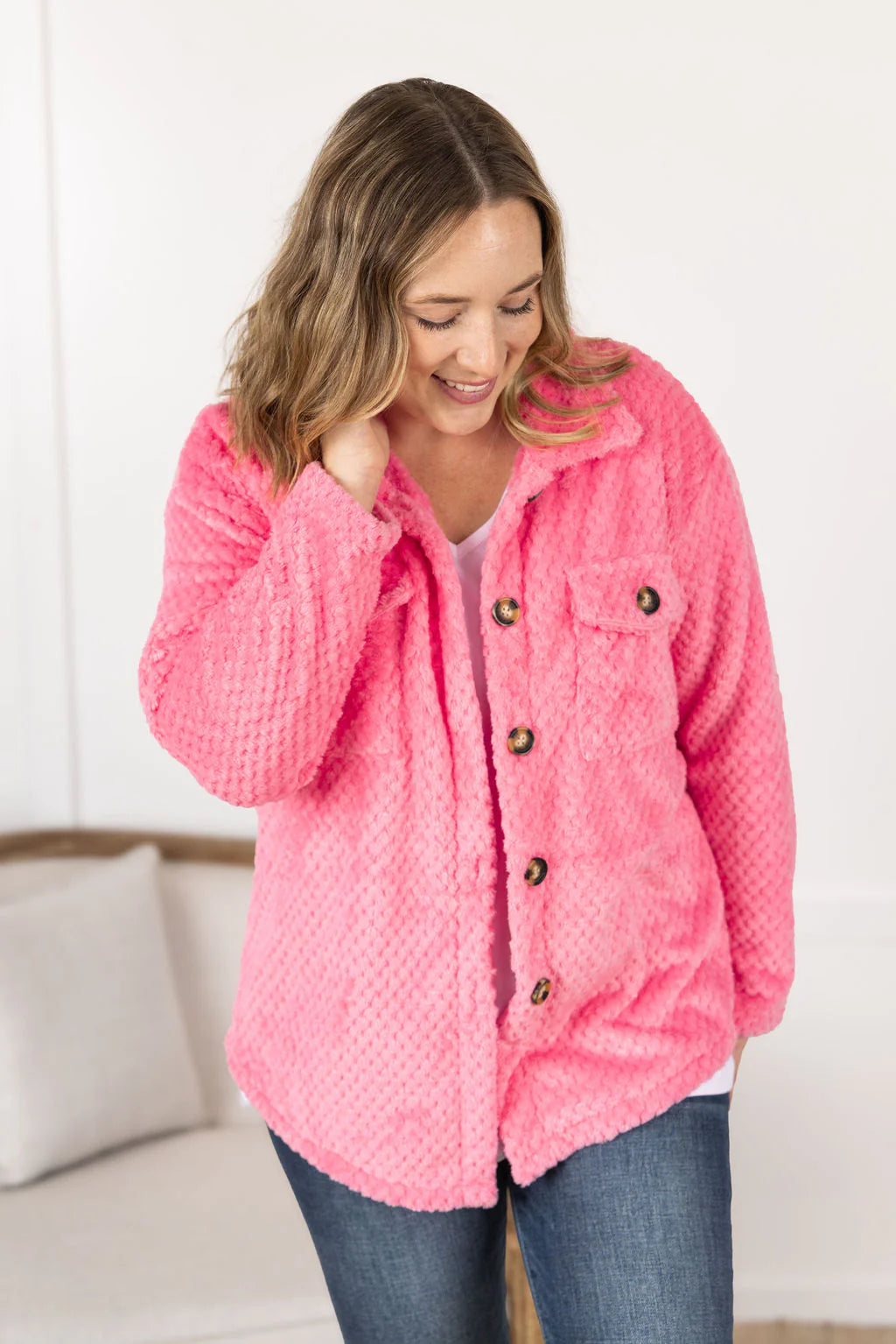 Fleece Shacket - Pink