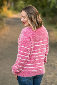 Cozy Striped Sweater in Red