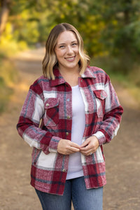 Norah Plaid Shacket - Merlot and Grey Mix