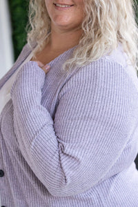 Colbie Ribbed Cardigan - Lavender