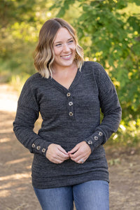 Brittney Button Sweater in Charcoal