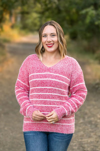 Cozy Striped Sweater in Red