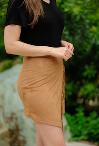 Suede Fringe Skirt