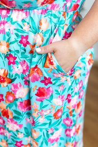 Tinley Dress - Aqua and Pink Floral - FINAL SALE