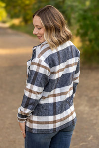 Norah Plaid Shacket - Navy and Tan