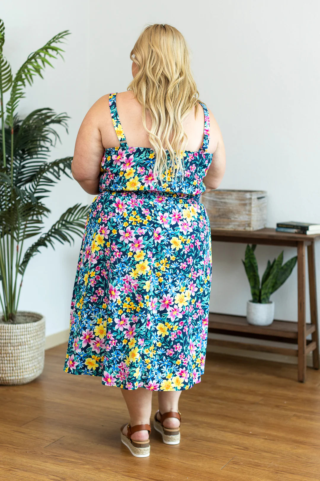 Cassidy Midi Dress - Navy and Yellow Floral - FINAL SALE