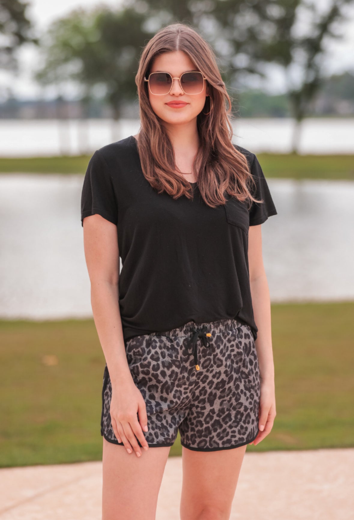 Spot On Leopard Drawstring Everyday Shorts