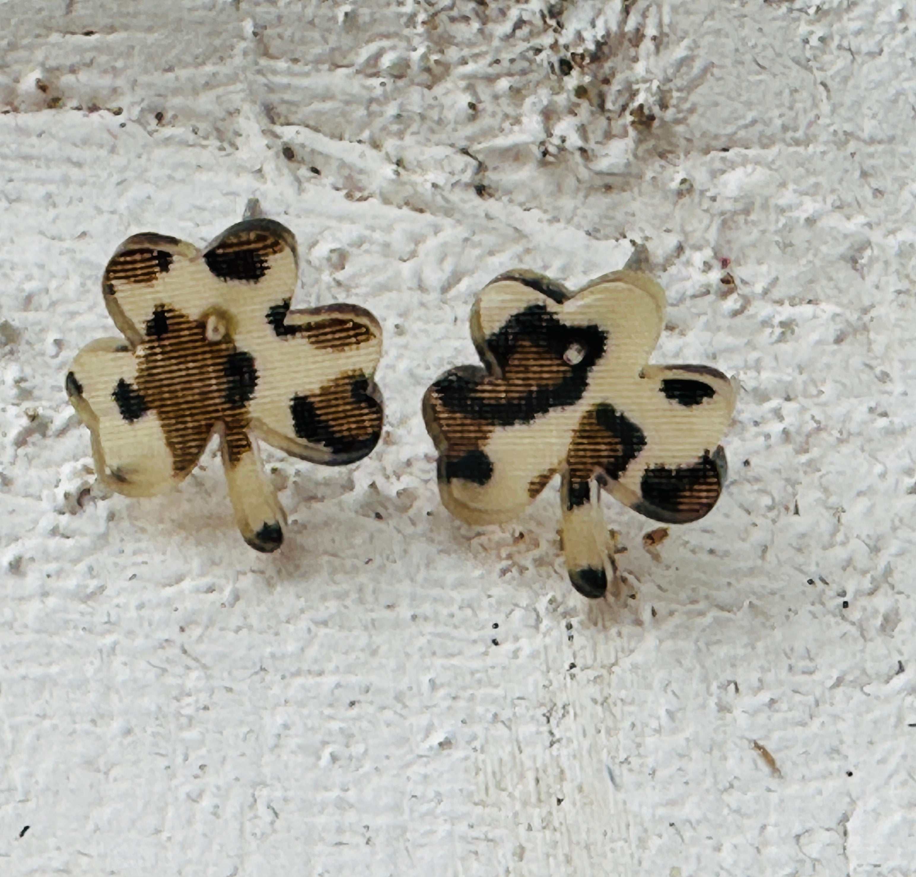 Shamrock Leopard Stud Earrings