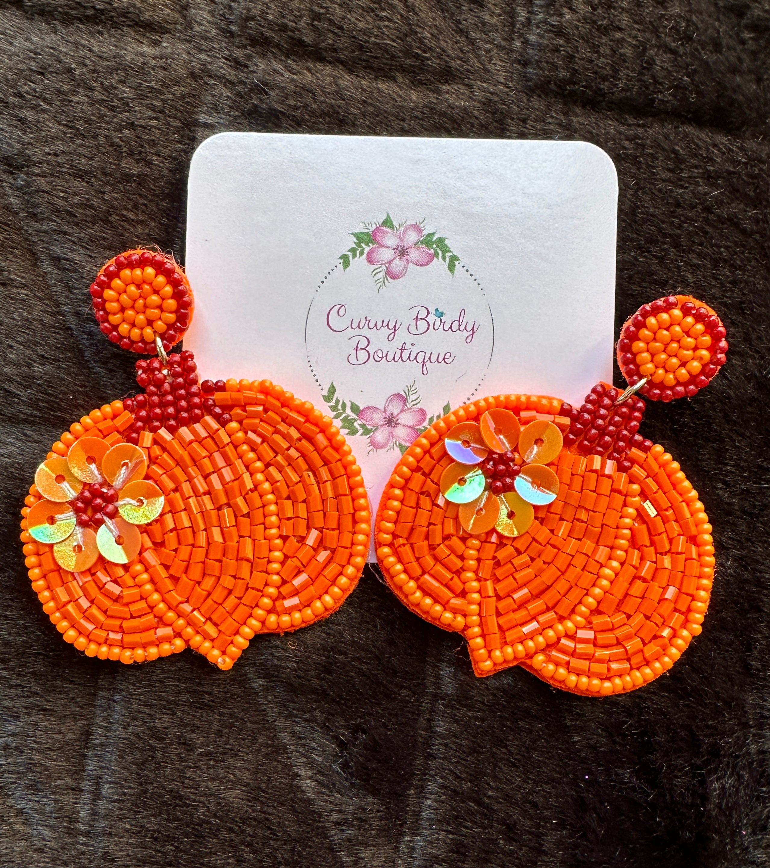 Pumpkin Beaded Earrings