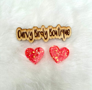 Coral Heart Earrings - Hypoallergenic