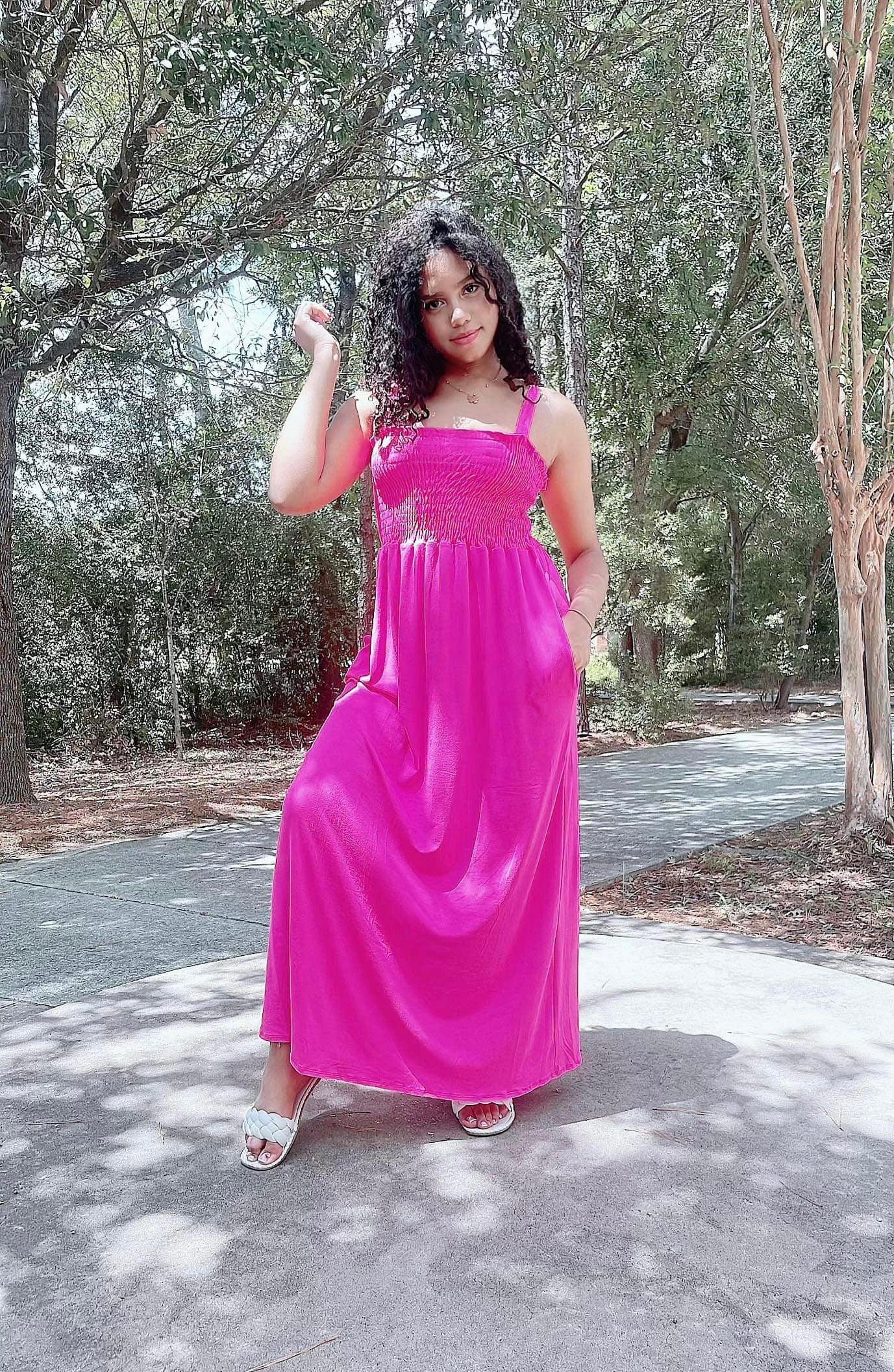 Savannah Maxi Dress in Hot Pink