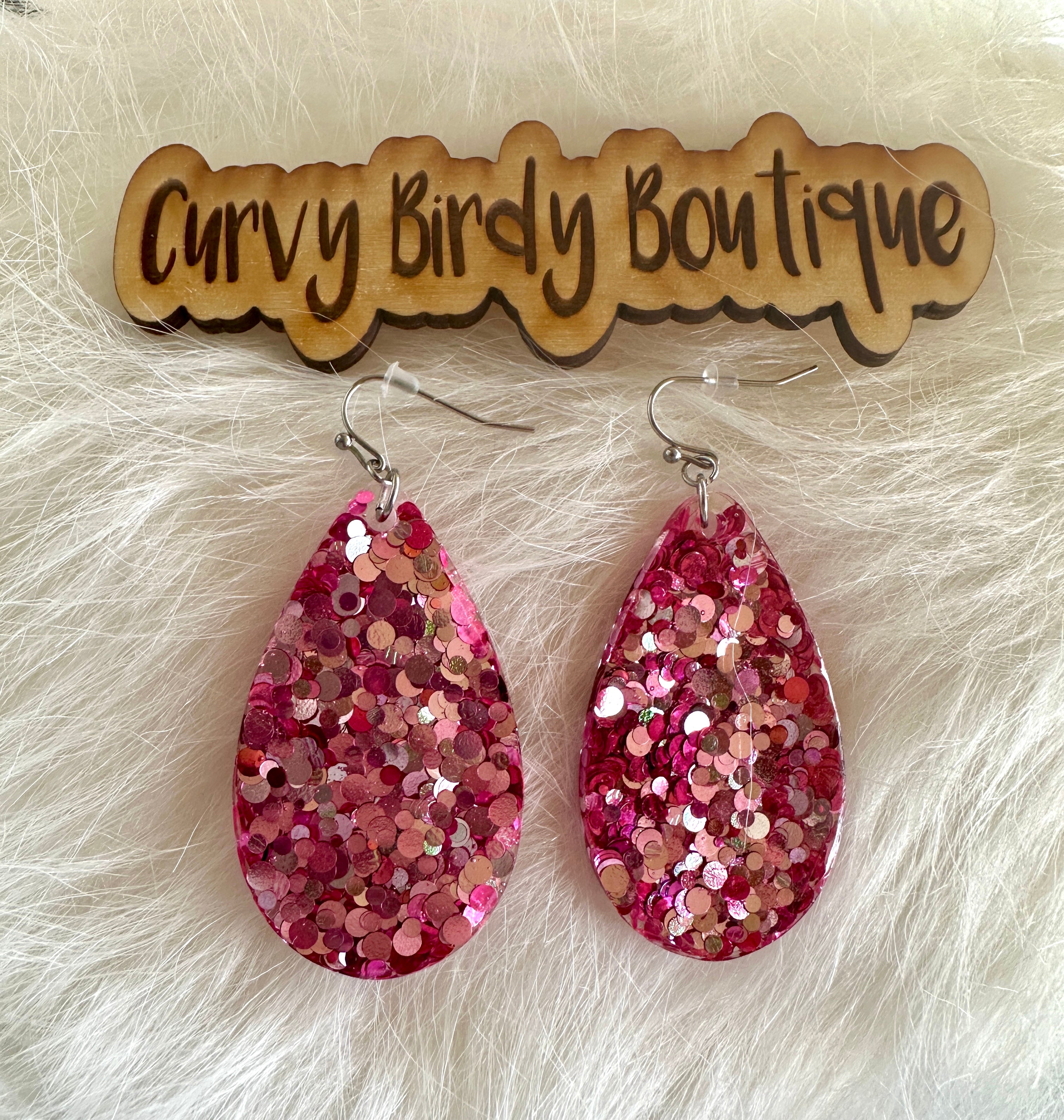 Sparkler Glitter Earrings in Pinks - Hypoallergenic