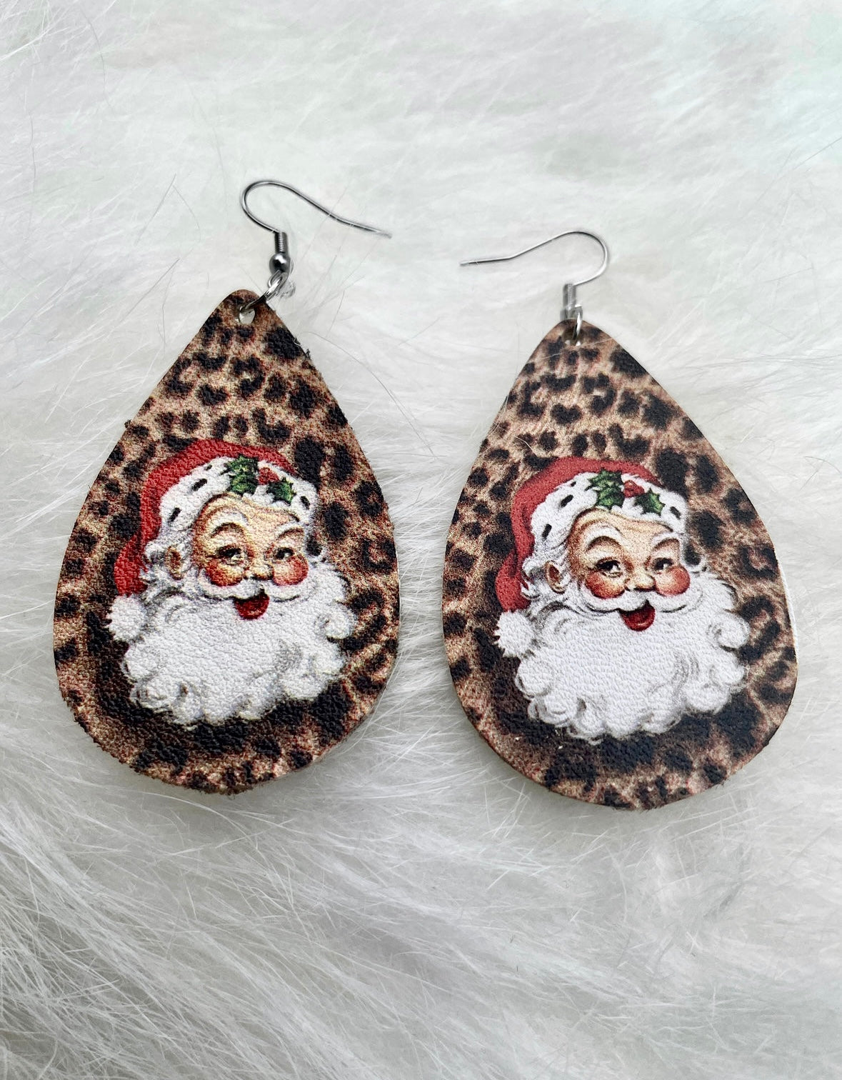 Leopard Santa Earrings