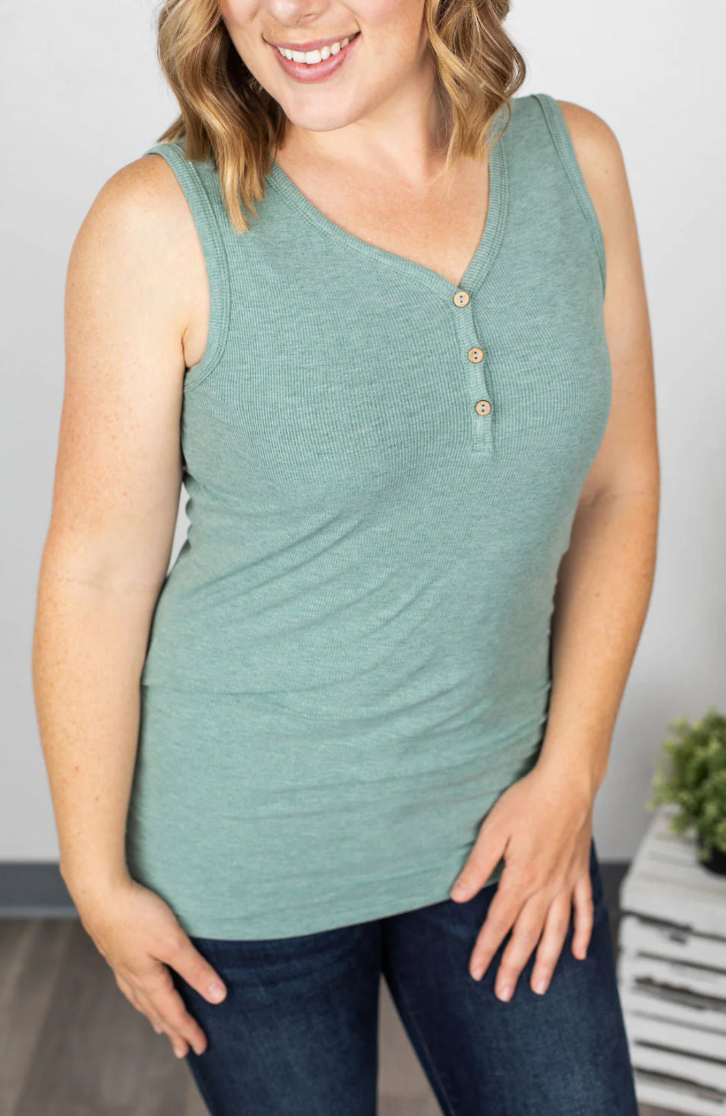 Addison Henley Tank - Heathered Sage