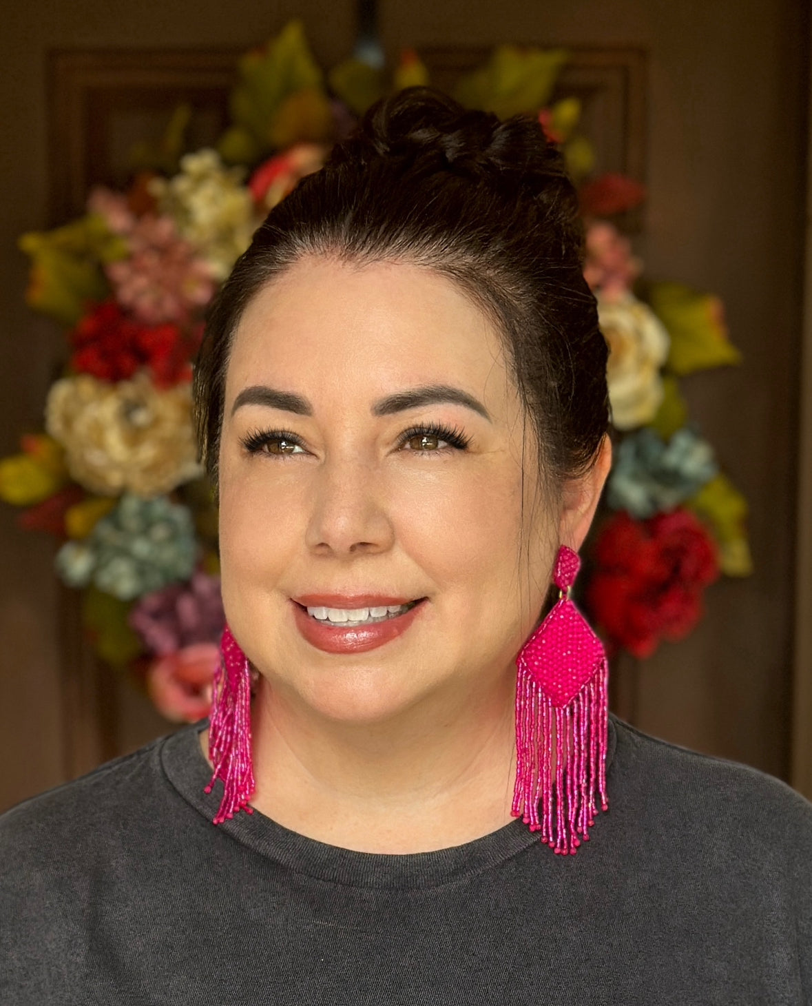 Fierce Fringe Earrings in Pink