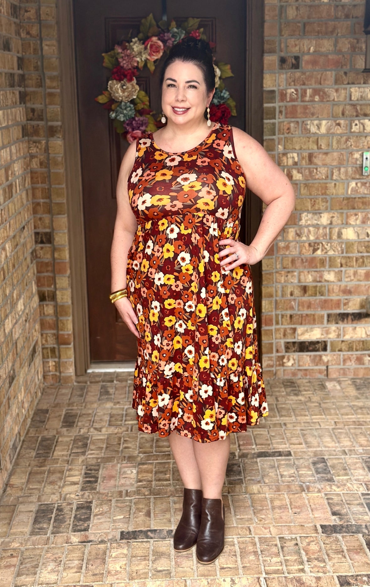 Bailey Dress - Brown Fall Floral