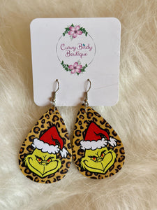 Christmas Mean One Leopard Earrings