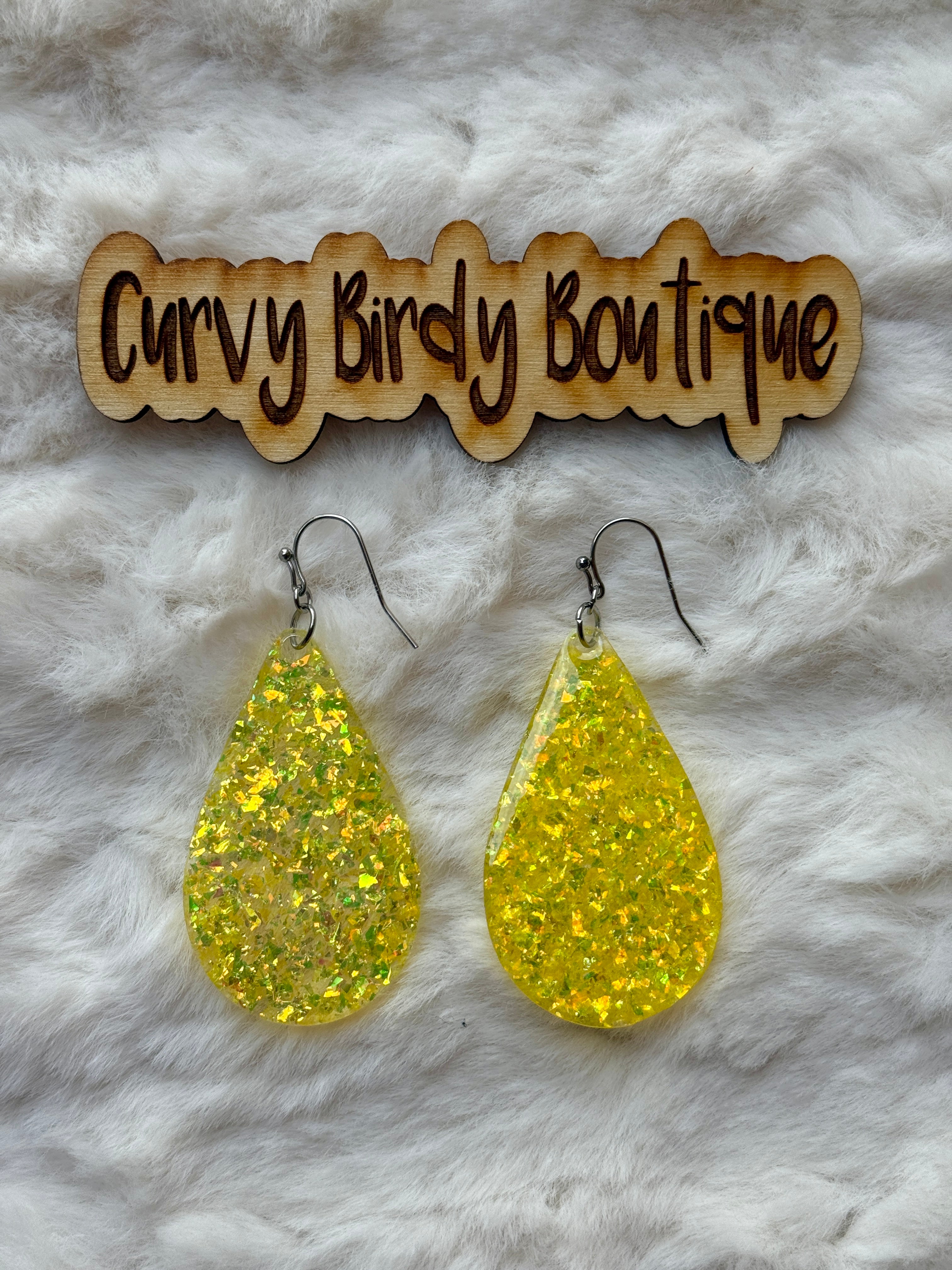 Sparkler Glitter Earrings in Yellow - Hypoallergenic