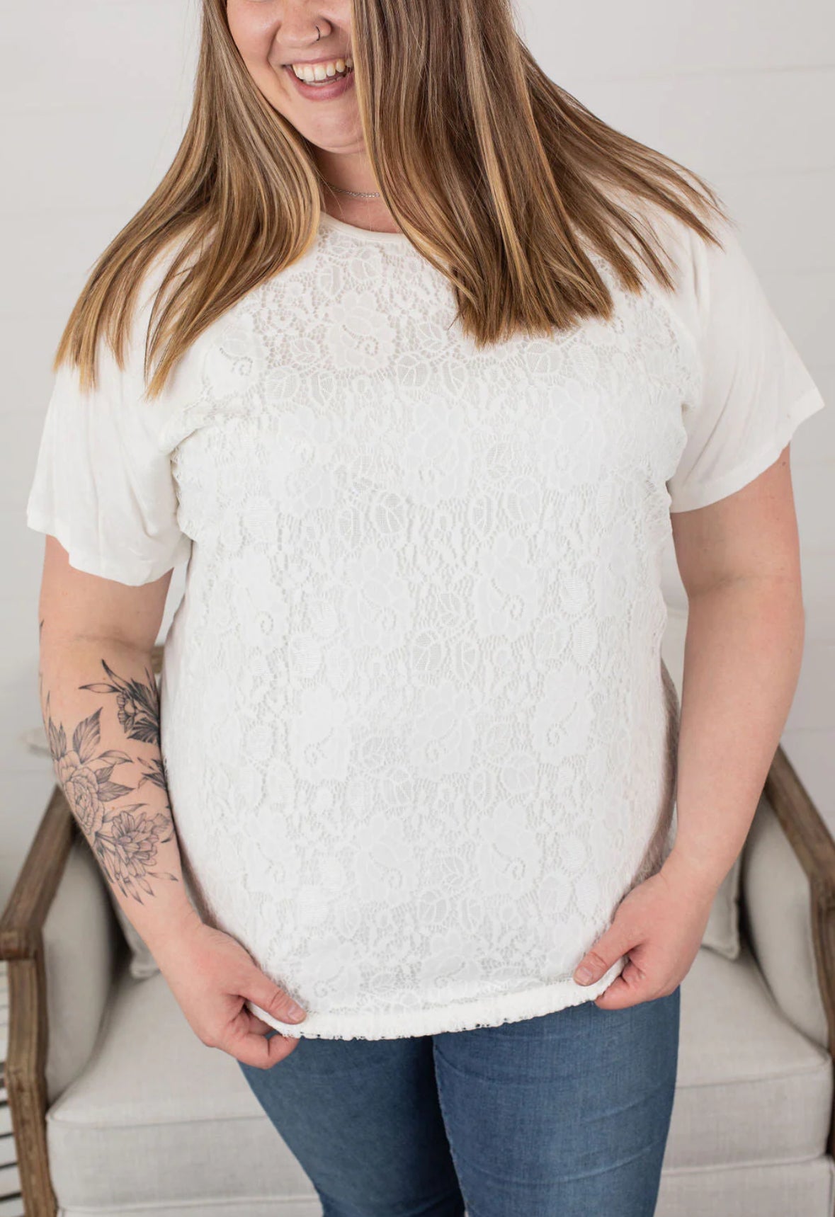 Juliet Lace Front Tops - White