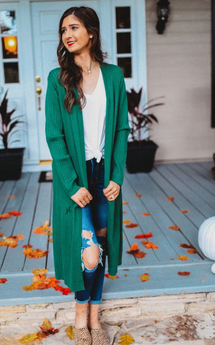 Emerald Ribbed Cardigan