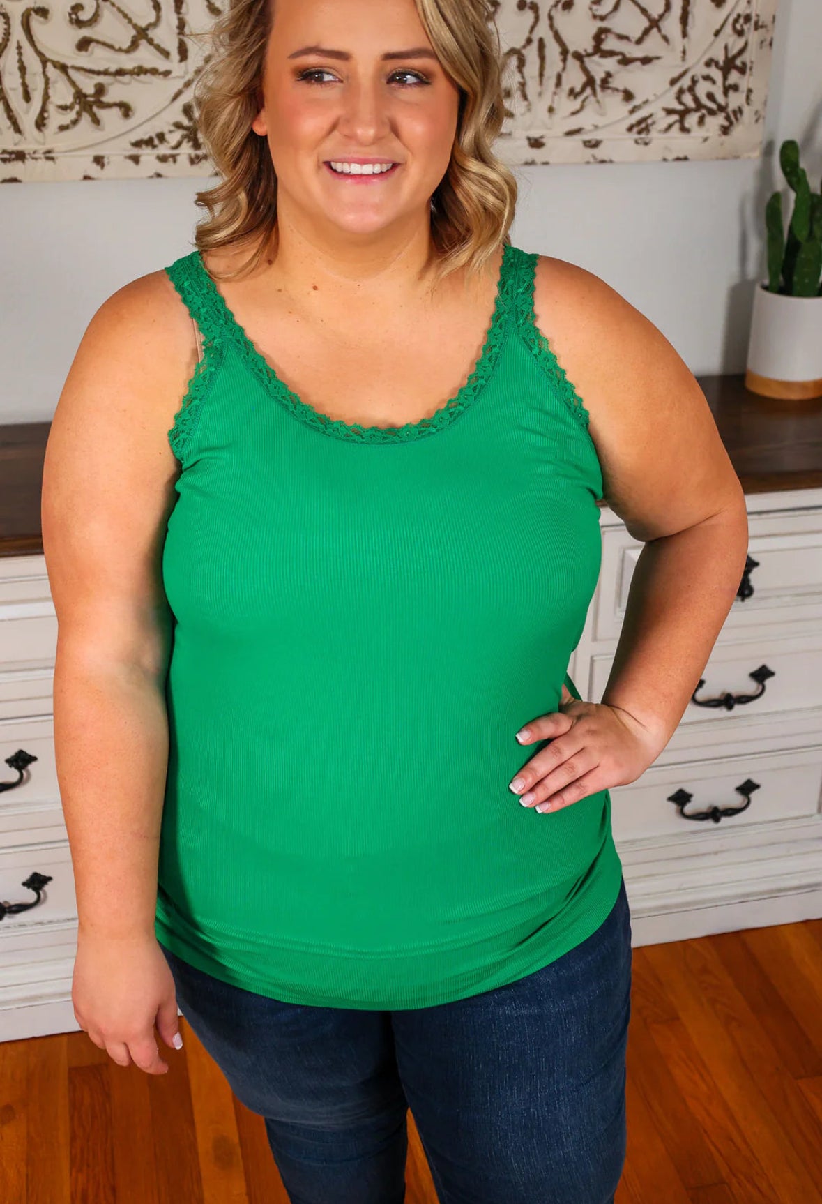 Lexi Lace Tank in Green