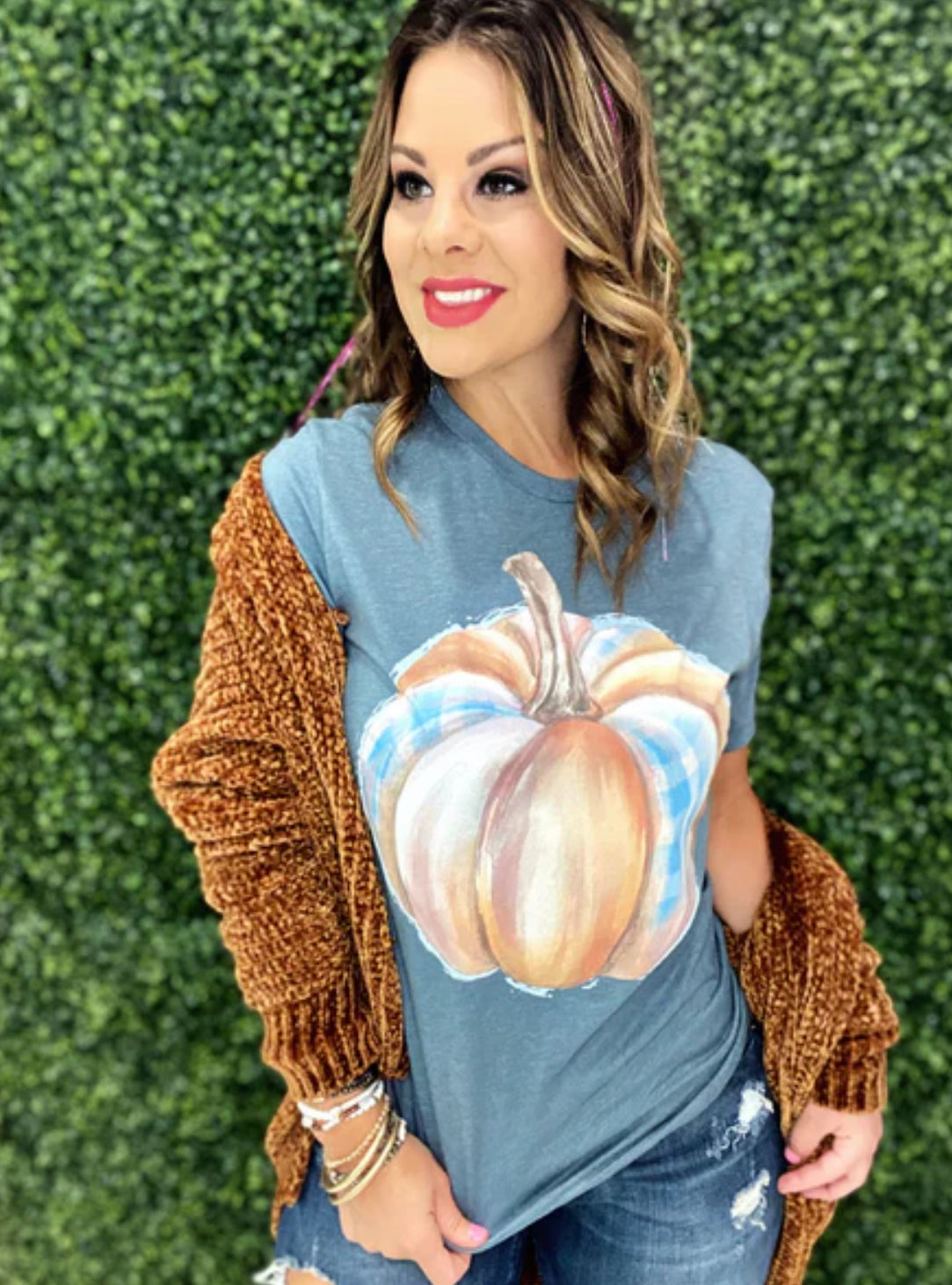 Gingham Pumpkin Tee