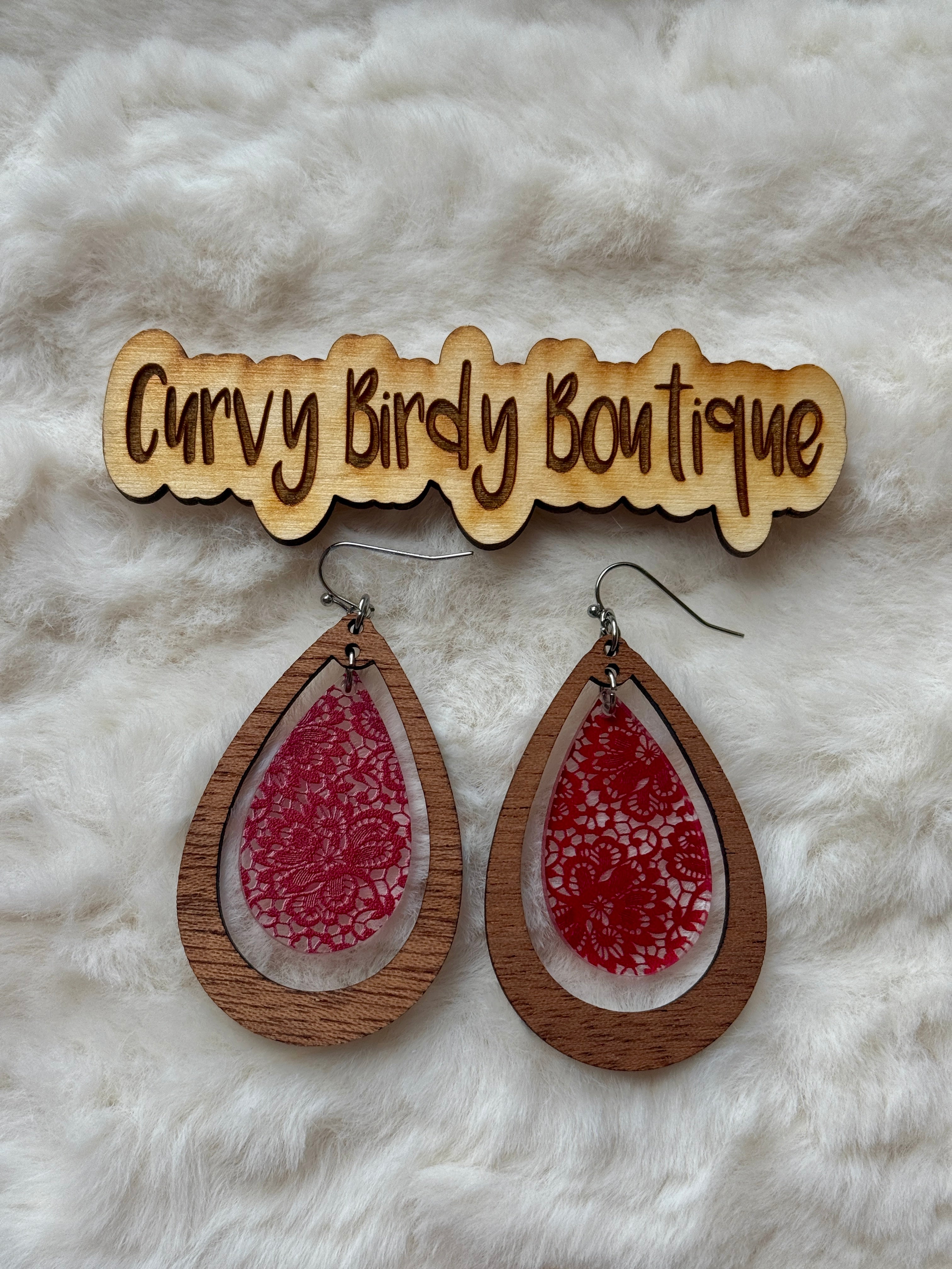 Teardrop Lace Earrings - Hypoallergenic