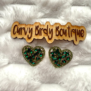 Green with Envy Heart Earrings