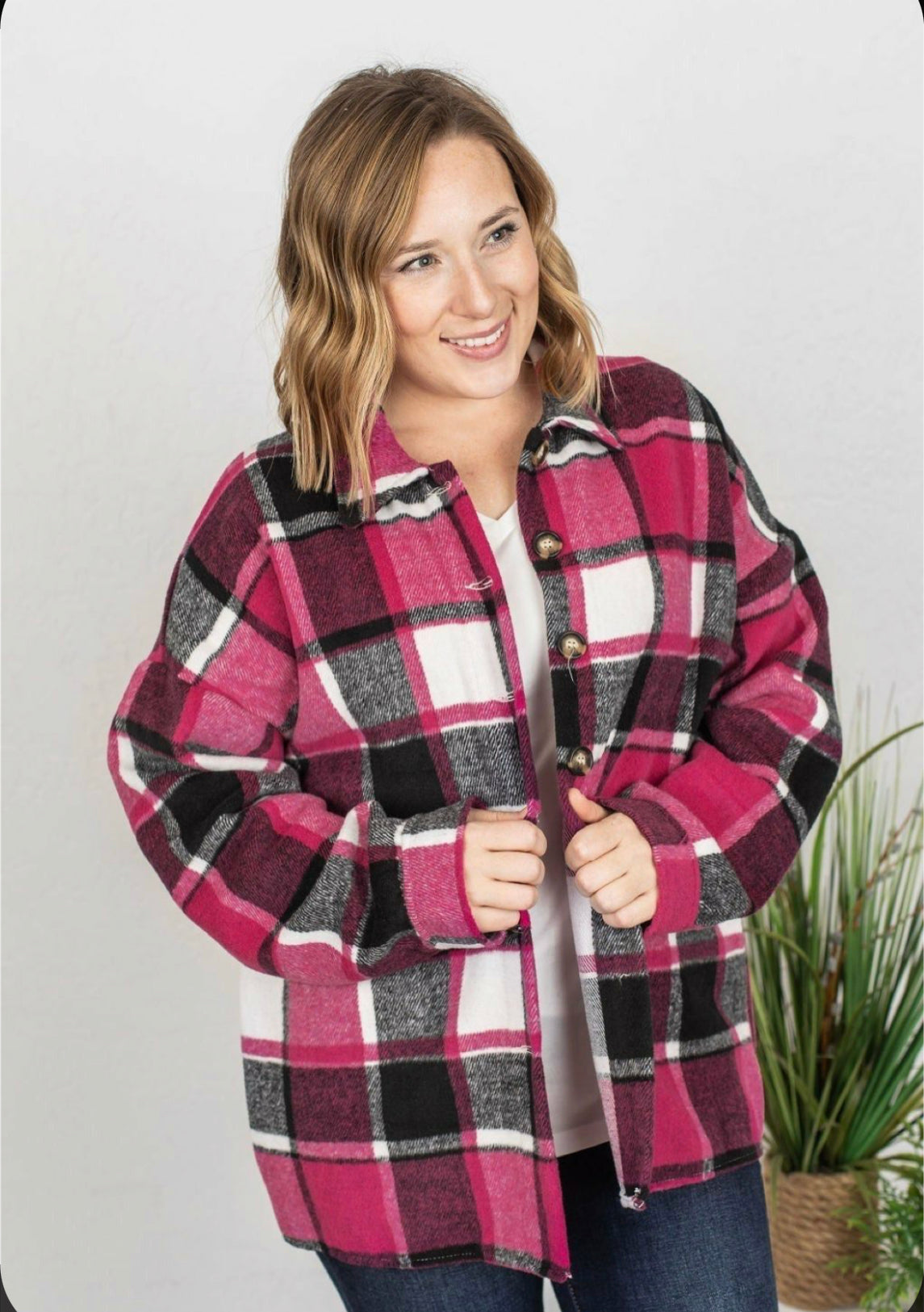 Marissa Pink Plaid Shacket