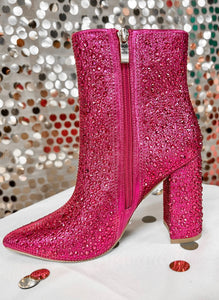 Rhinestones Booties in Pink