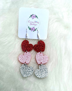 Triple Heart Dangle Earrings