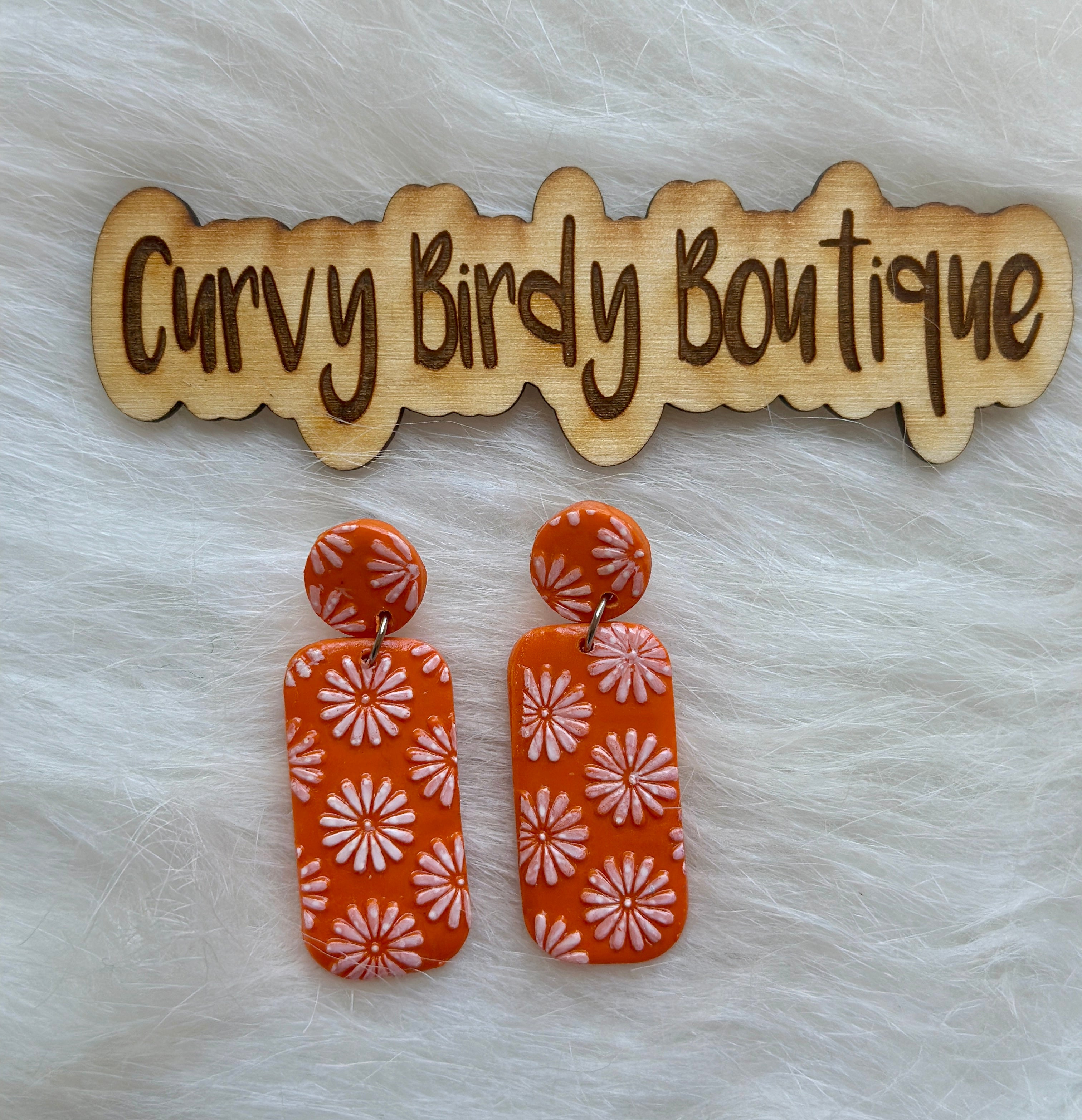 Floral Orange Earrings