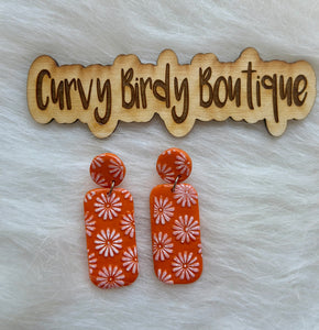 Floral Orange Earrings