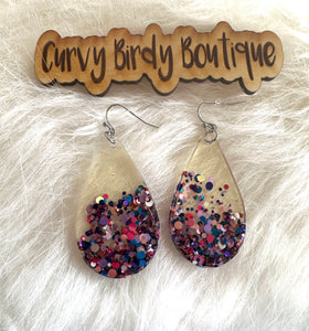 Sparkler Glitter Earrings in Funfetti- Hypoallergenic