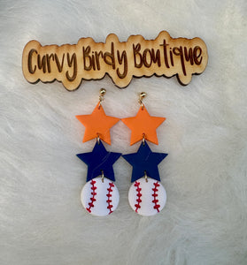 Baseball Dangle Earrings - Hypoallergenic