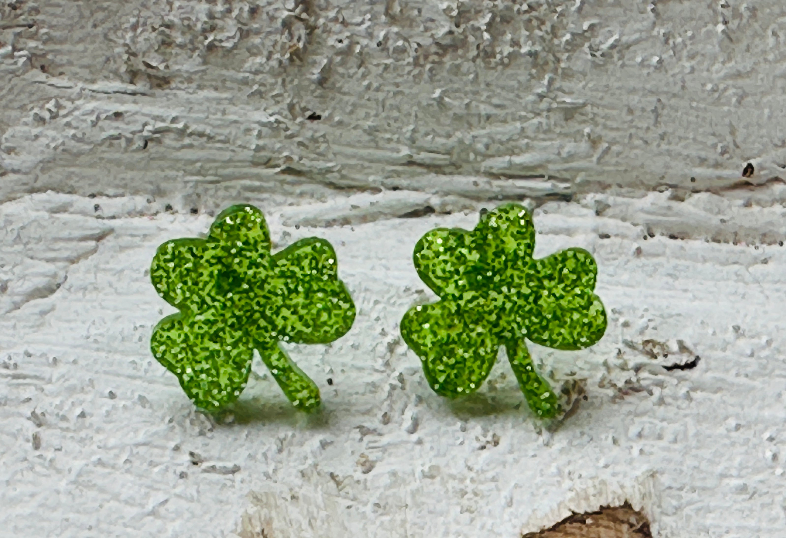 Shamrock Glitter Stud Earrings