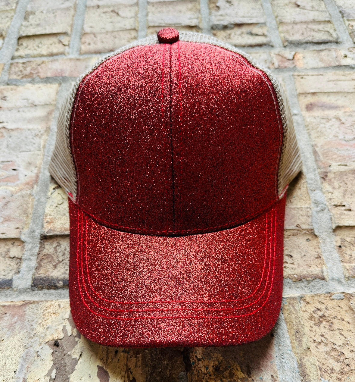 Dark Red Glitter Hat