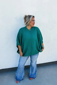 Meg Pullover Poncho in Teal