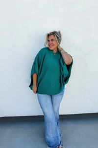 Meg Pullover Poncho in Teal