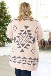 Cozy Aztec Cardigan - Blush and Charcoal